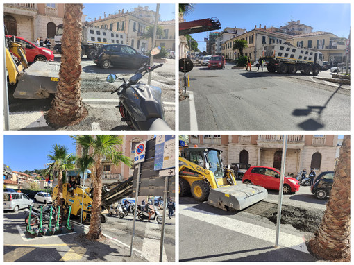 Imperia, lavori in corso per gli asfalti mandano in tilt il traffico sul Berta (foto)
