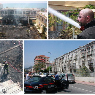Ventimiglia: paura tra i palazzi di vico pescatori, incendio di un'area abbandonata