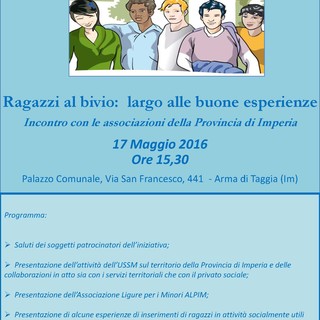 Taggia: martedì un incontro sulle esperienze di collaborazione tra i servizi minorili della giustizia e le associazioni del privato sociale Taggia: martedì un incontro sulle esperienze di collaborazione tra i servizi minorili della giustizia e le associazioni del privato sociale