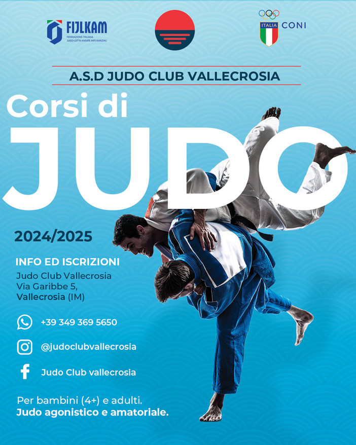 Vallecrosia: lunedì 16 settembre riprendono i corsi del judo club Vallecrosia: lunedì 16 settembre riprendono i corsi del judo club