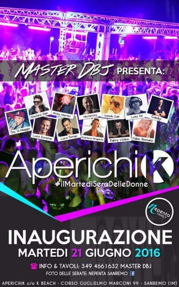 Sanremo: al K Beach Club tornano le serate Aperichik con Master Dbj e molte novità