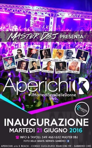 Sanremo: al K Beach Club tornano le serate Aperichik con Master Dbj e molte novità
