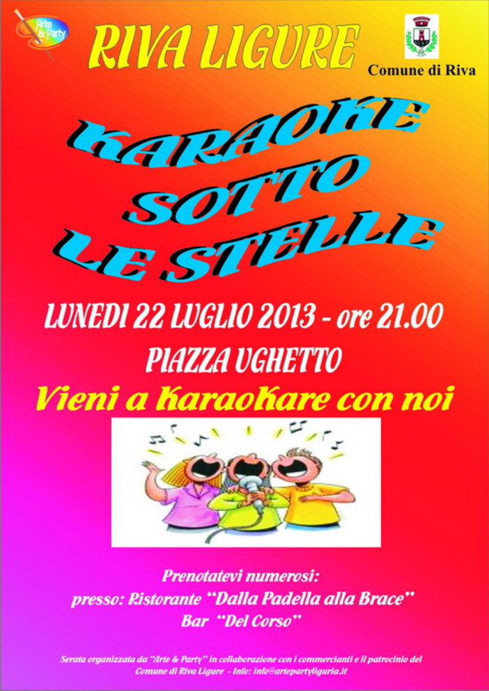 Riva Ligure: questa sera appuntamento con l'artigianato e lunedì speciale karaoke