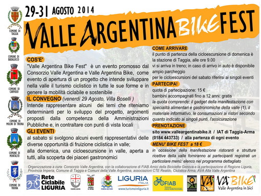Turismo ciclistico e mobilità sostenibile, dal 29 al 31 agosto il 'Valle Argentina Bike Fest'