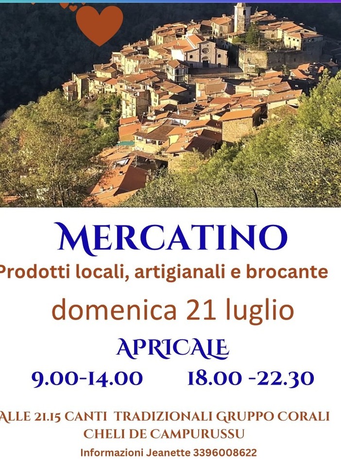 Apricale, domenica 21 luglio appuntamento con il tradizionale mercatino Apricale, domenica 21 luglio appuntamento con il tradizionale mercatino