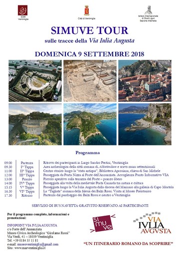 Ventimiglia: al Museo Archeologico Girolamo Rossi, domenca 9 settembre 'Simuve Tour' sulle tracce della Via Iulia Augusta Ventimiglia: al Museo Archeologico Girolamo Rossi, domenca 9 settembre 'Simuve Tour' sulle tracce della Via Iulia Augusta