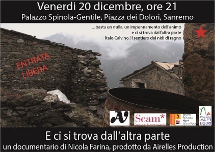 Stasera a Palazzo Gentile-Spinola di Sanremo proiezione del docu-film “E ci si trova dall’altra parte”