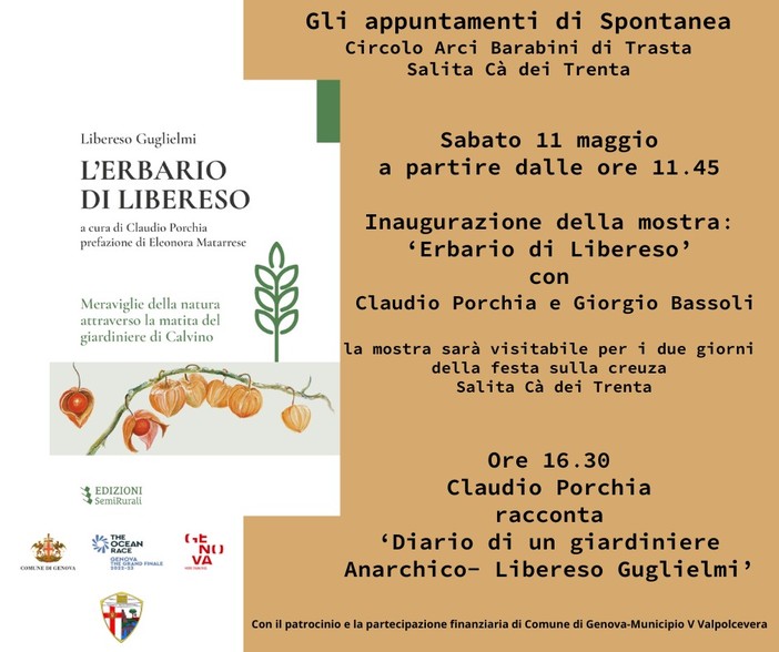 Genova: torna “Spontanea, la natura che cura” l’11 e 12 maggio nel segno di Libereso Guglielmi. Genova: torna “Spontanea, la natura che cura” l’11 e 12 maggio nel segno di Libereso Guglielmi.