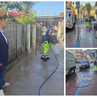 Vallecrosia al Mare più pulita e accogliente, iniziati i lavaggi programmati delle vie (Foto)