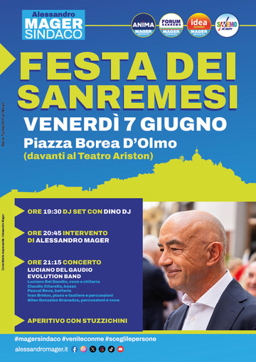 Elezioni: Alessandro Mager: "Tutto pronto per la festa dei sanremesi"