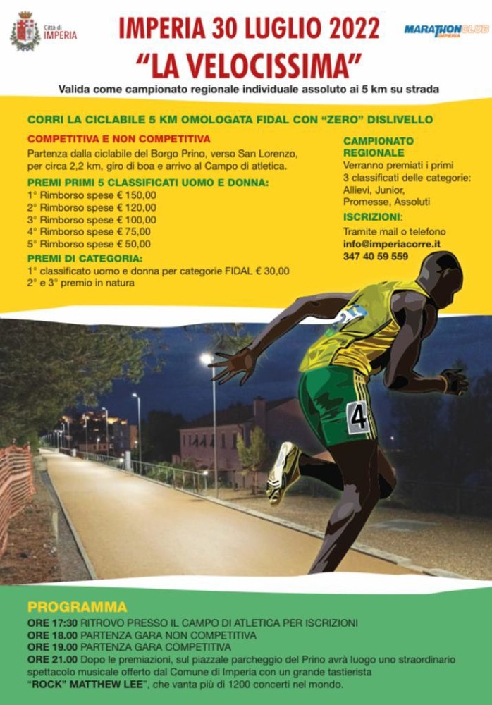 Sabato 'la Velocissima': corsa sullo splendido tratto di ciclabile Imperia-San Lorenzo