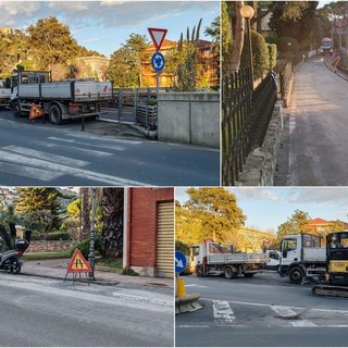 Bordighera, lavori sulla Romana: disagi alla viabilità (Foto)