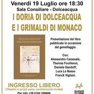 Venerdì la presentazione de “I Doria di Dolceacqua e i Grimaldi di Monaco. Cinquecentenario del patto di fedeltà del 3 novembre 1523”