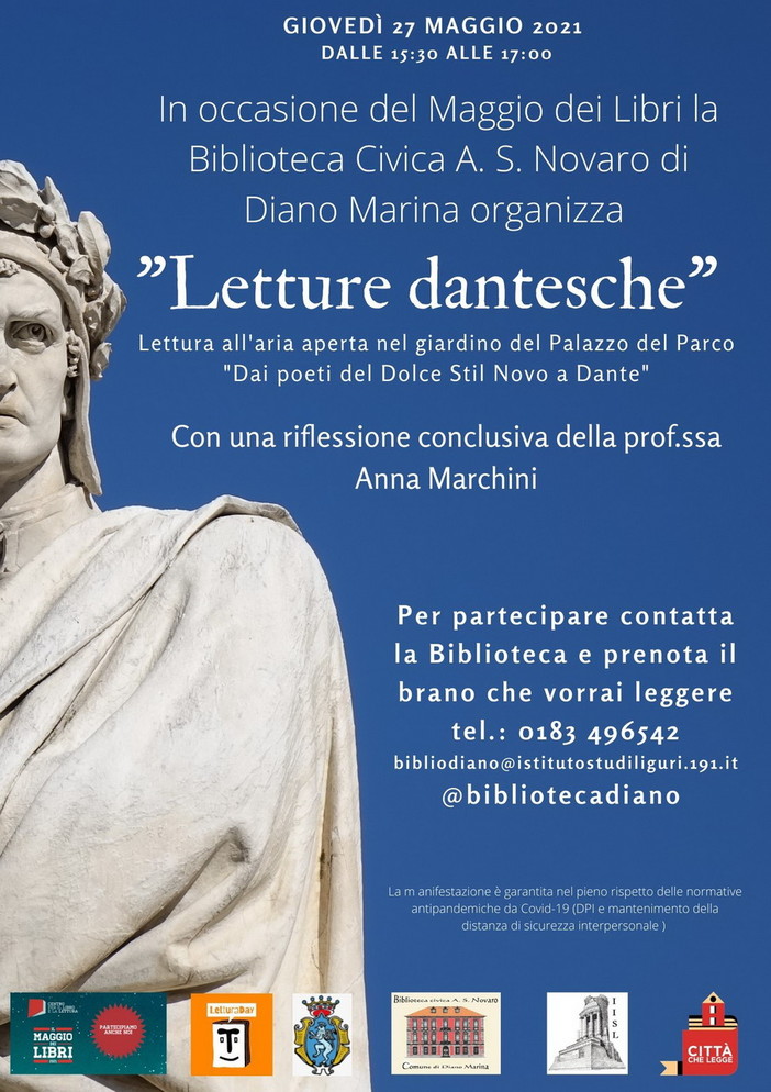 Diano Marina: 'Letture Dantesche' alla Biblioteca Civica 'Angiolo Silvio Novaro' de iIl Maggio dei Libri'