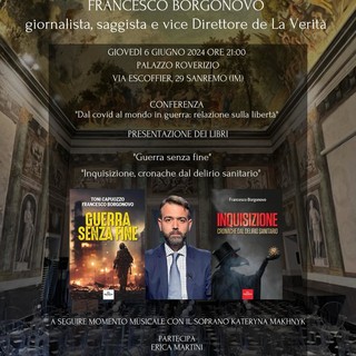 I 'giovedì d'autore' in trasferta a Sanremo con il giornalista Francesco Borgonovo, vicedirettore de 'La verità' I 'giovedì d'autore' in trasferta a Sanremo con il giornalista Francesco Borgonovo, vicedirettore de 'La verità'