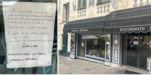 Sanremo, sulla vetrina del ristorante una lettera contro la violenza sulle donne: "Non è mai colpa vostra, vogliatevi bene sempre"