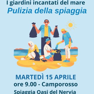 Pulizia della spiaggia a Camporosso con il progetto "I giardini incantati del mare"