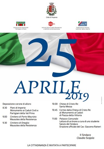 Imperia: 25 aprile, il programma della celebrazione per l'anniversario della liberazione
