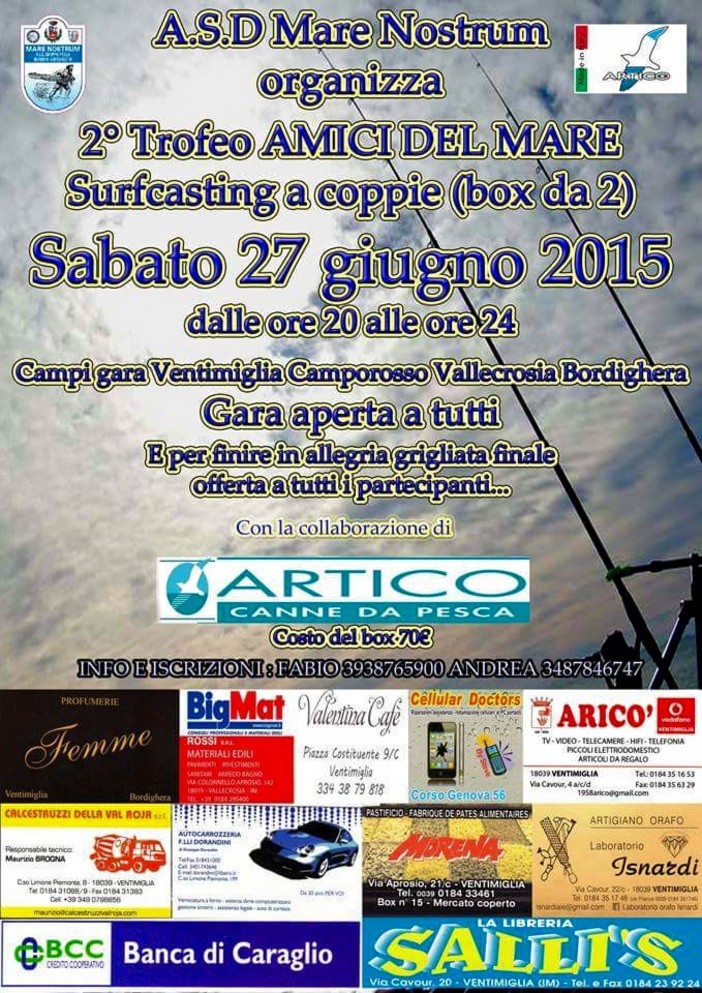 Ospedaletti: sabato appuntamento con la seconda edizione del Trofeo Amici del Mare