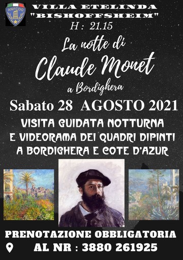 Bordighera, sabato appuntamento con la 'Notte di Monet' nella prestigiosa Villa 'Etelinda Bischoffsheim'