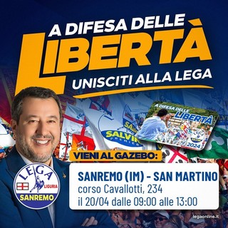 Sanremo, prosegue la campagna elettorale della Lega: sabato appuntamento al gazebo a San Martino in Corso Cavallotti