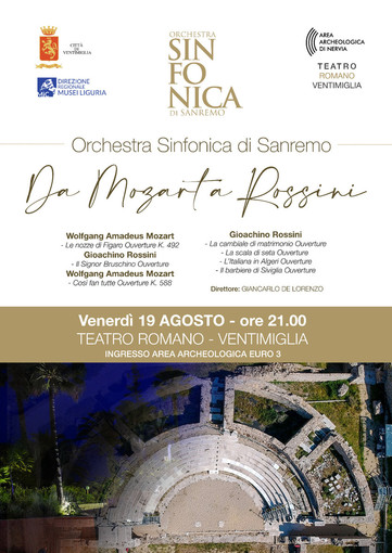 Venerdì al teatro romano di Ventimiglia il concerto della Sinfonica di Sanremo: "Da Mozart a Rossini"
