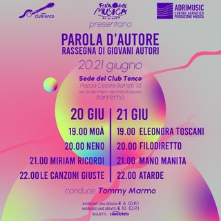 Sanremo, al via 'Parola d’autore': il festival dedicato alle voci emergenti della canzone d’autore italiana Sanremo, al via 'Parola d’autore': il festival dedicato alle voci emergenti della canzone d’autore italiana