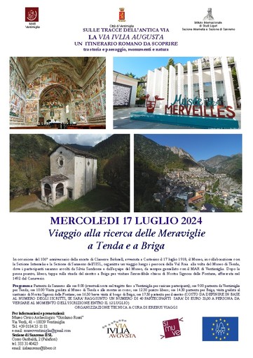 Il 17 luglio viaggio alla ricerca delle Meraviglie  a Tenda e a Briga