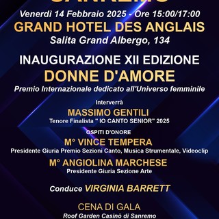 Sanremo, a San Valentino l'inaugurazione del premio 'Donne d'amore'