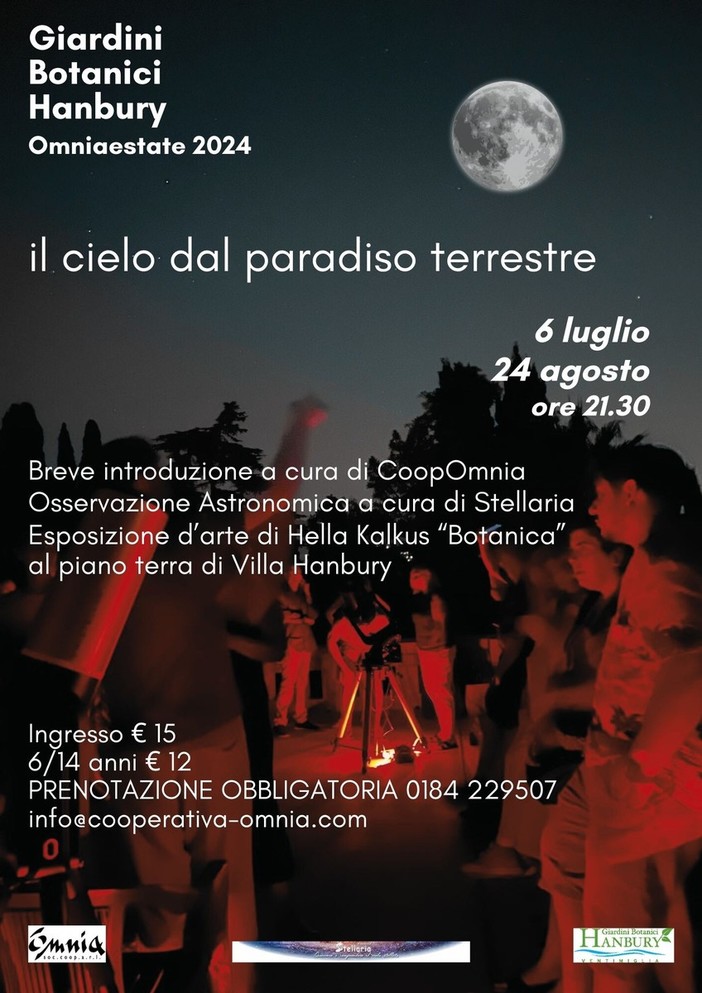 Ventimiglia: il 6 e il 24  luglio doppio appuntamento con "Il cielo dal paradiso terrestre"