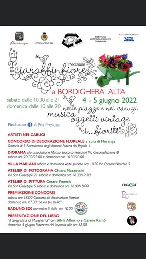 Bordighera, il 4 e il 5 giugno la terza edizione di 'Ciaraffi in fiore'
