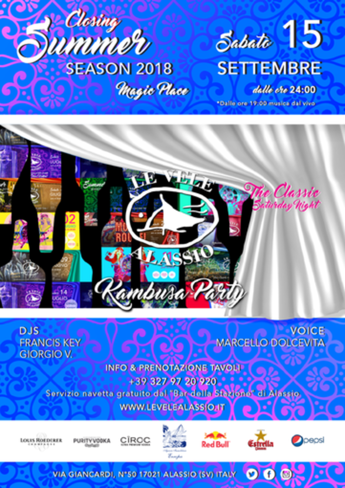 Sabato 15 settembre il closing summer party della discoteca Le Vele