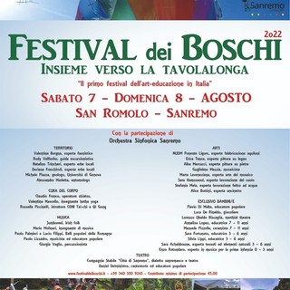 Sanremo, tutto pronto per l'8ª edizione del Festival dei Boschi in programma il 6 e il 7 agosto Sanremo, tutto pronto per l'8ª edizione del Festival dei Boschi in programma il 6 e il 7 agosto