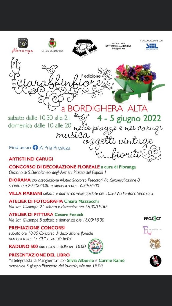Bordighera, il 4 e il 5 giugno la terza edizione di 'Ciaraffi in fiore'