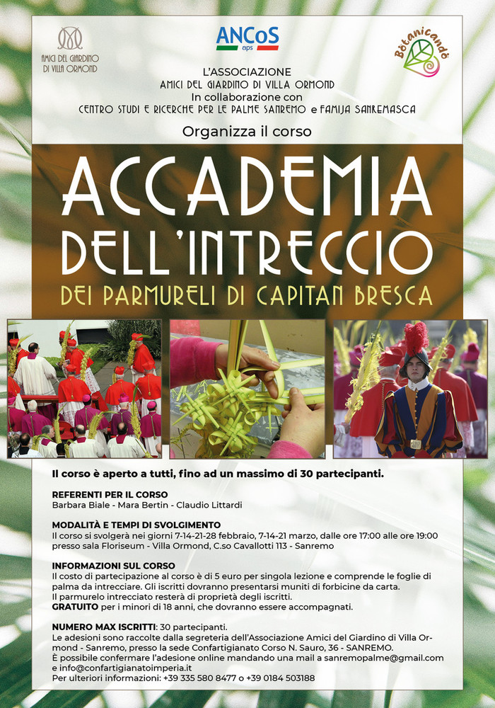 Sanremo, al via venerdì il corso dell’Accademia dell’intreccio Capitan Bresca Sanremo, al via venerdì il corso dell’Accademia dell’intreccio Capitan Bresca