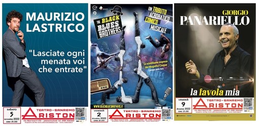Per il Teatro Ariston tre appuntamenti tra comicità e circo con Maurizio Lastrico, Black Blues Brothers e Giorgio Panariello Per il Teatro Ariston tre appuntamenti tra comicità e circo con Maurizio Lastrico, Black Blues Brothers e Giorgio Panariello