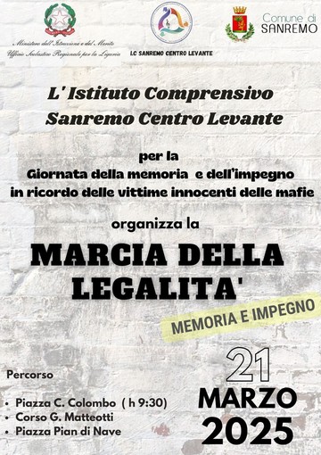 Sanremo, 4a edizione per la"Marcia della legalità" organizzata dall'istituto Sanremo Centro Levante Sanremo, 4a edizione per la"Marcia della legalità" organizzata dall'istituto Sanremo Centro Levante