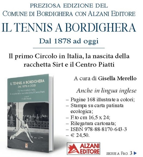 Giovedì la presentazione de "Il Tennis a Bordighera dal 1878 ad oggi" al salone internazionale del libro di Torino