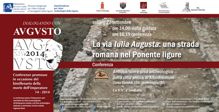 Ventimiglia: sabato prossimo, conferenza ‘La via Iulia Augusta: una strada romana nel Ponente ligure’ Ventimiglia: sabato prossimo, conferenza ‘La via Iulia Augusta: una strada romana nel Ponente ligure’