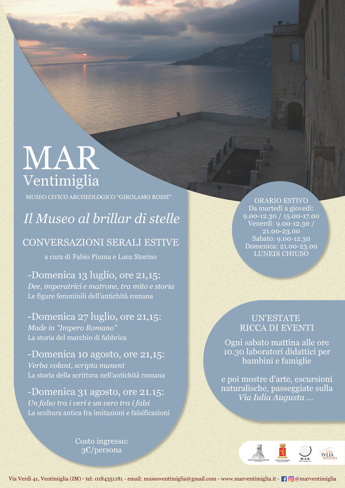 Ventimiglia, l’estate accende il Museo “Girolamo Rossi” tra arte, stelle e famiglie