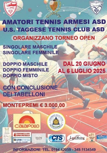 Taggia, venerdì 20 giugno via all’Open di Tennis Taggia, venerdì 20 giugno via all’Open di Tennis