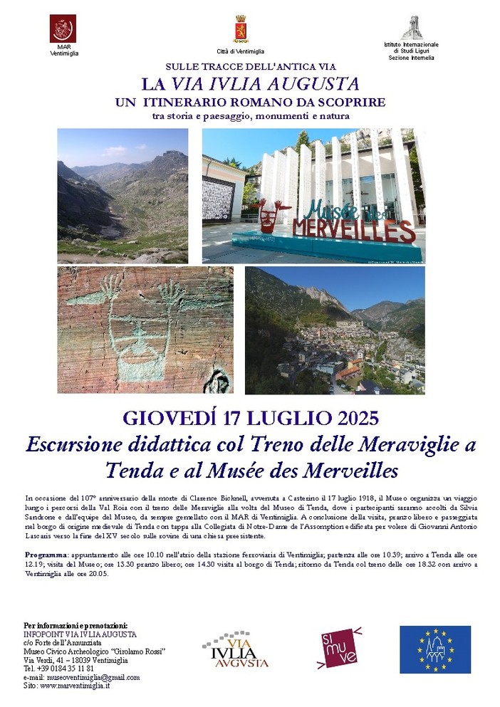 Escursione didattica col Treno delle Meraviglie a Tenda e al Musée des Merveilles  il 17 luglio