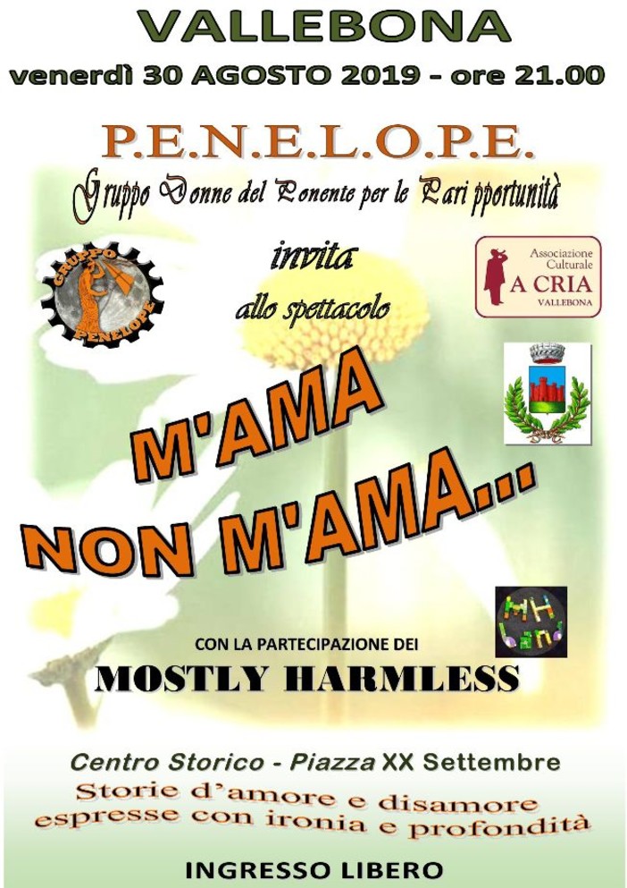 Vallebona: venerdì nel centro storico la serata “M’ Ama non m'ama - storie d’amore e disamore”