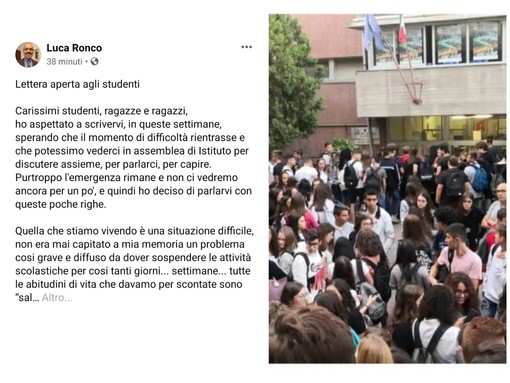 Coronavirus, scuole chiuse fino al 3 aprile, il preside del Ruffini scrive agli studenti "Continuate, anzi aumentate il vostro impegno nello studio" (la lettera)