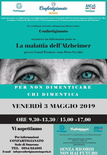 Sanremo: Confartigianato organizza un punto informativo in occasione della "Giornata nazionale di predizione dell'alzheimer" Sanremo: Confartigianato organizza un punto informativo in occasione della "Giornata nazionale di predizione dell'alzheimer"