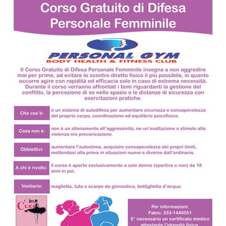 Taggia: Spazio Avalon e Progetto Futuro organizzano corso gratuito di difesa femminile