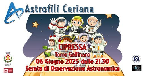 Cipressa, il 6 giugno serata di osservazione del cielo primaverile dalla Torre Gallinaro Cipressa, il 6 giugno serata di osservazione del cielo primaverile dalla Torre Gallinaro