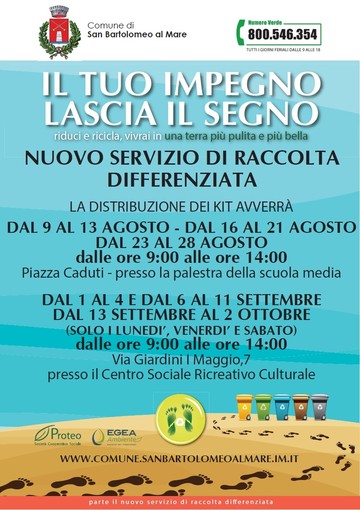 San Bartolomeo al Mare, distribuzione dei kit per la differenziata: da domani al Centro Sociale Incontro San Bartolomeo al Mare, distribuzione dei kit per la differenziata: da domani al Centro Sociale Incontro