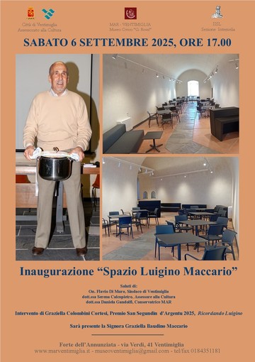 Ventimiglia inaugura il nuovo spazio polivalente al Forte dell’Annunziata: un tributo a Luigino Maccario Ventimiglia inaugura il nuovo spazio polivalente al Forte dell’Annunziata: un tributo a Luigino Maccario