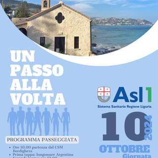 Bordighera, "Un passo alla volta": domani passeggiata organizzata dal Dipartimento Salute Mentale